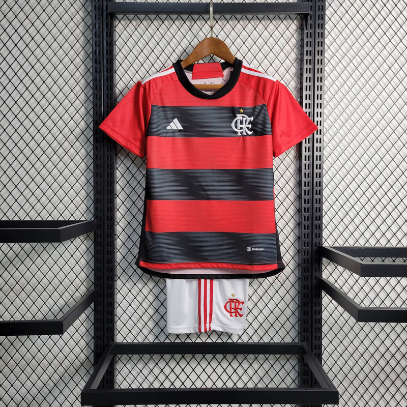 Kit Infantil Flamengo Adidas 2023/2024 - VERMELHO & PRETO